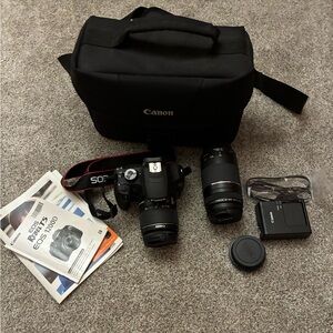 EOS Rebel T5 1200D Canon Black Camera and accessories